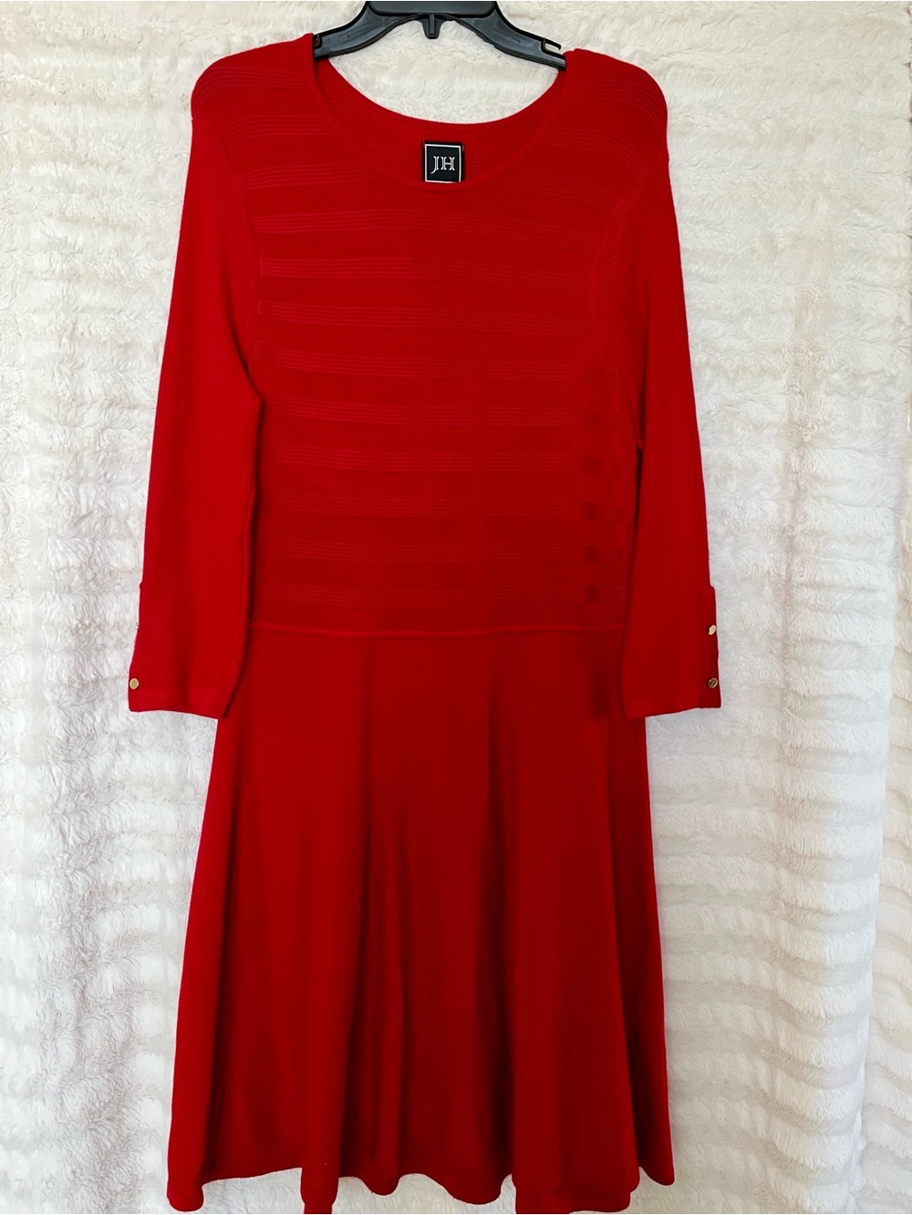 Jessica Howard Women’s Red Long Sleeve A-Line Dress (Size L)